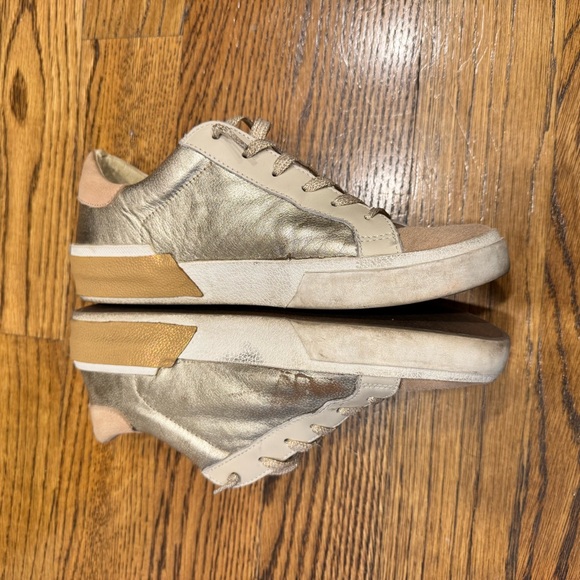 Dolce Vita Zina Plush Sneakers Natural Linen Leather | Size 8 - Picture 4 of 7